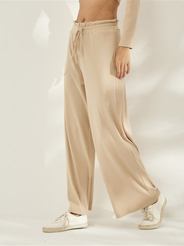 Moss Rose Rib Knit Wide Pants